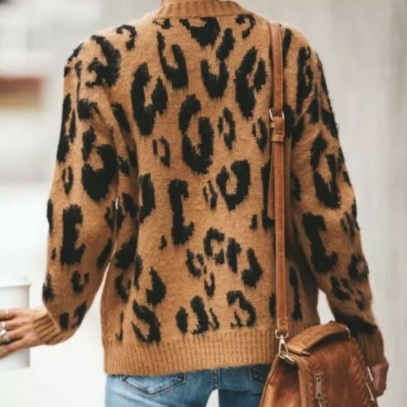 LAST ONE! Leopard Animal Print Boutique Sweater - Picture 2 of 4